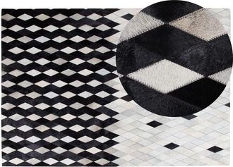 Beliani Rug MALDAN Black 160 x 230 cm Leather