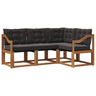vidaXL Conjunto De Sof&aacute;s De Exterior Con Coj&iacute;n 4 Pcs Natural Y Negro Vidaxl