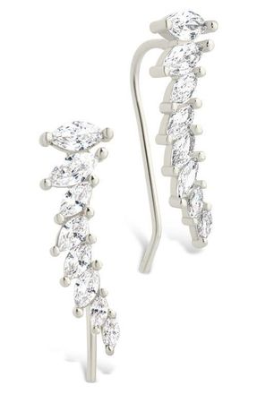 Sterling Forever Skye Cubic Zirconia Threader Stud Earring in Silver at Nordstrom