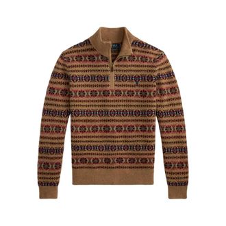 Ralph Lauren Truien & Vesten, Heren, Bruin, XL, Wol, Fair Isle Half-Zip Sweater