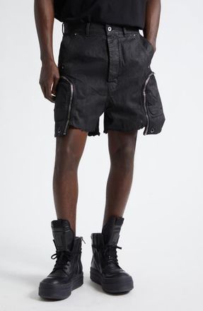 Rick Owens Bauhaus Frayed Denim Shorts in Black at Nordstrom, Size 30