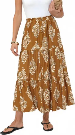 Greylin Marcy Tiered Midi Skirt In Honey