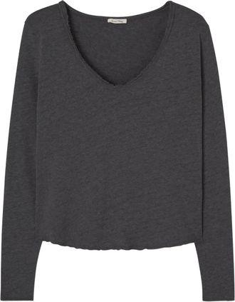 American Vintage T-shirt Sonoma con scollo a V - Nero