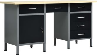 vidaXL Vidaxl - Banco De Trabajo De Acero Negro 160x60x85 Cm