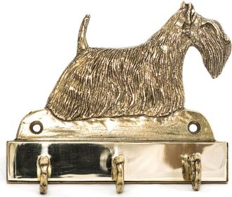 OEM Scottish Terrier, Aberdeen Terrier: Colgador De Llaves Con Perro, Soporte De Lat&oacute;n Para Accesorios De Perros, Elegante Decoraci&oacute;n De Pasillo De Art-do