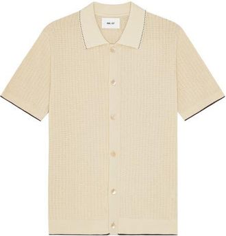 Nn.07 Nalo 60039 Tipped Polo Cardigan in Ivory at Nordstrom, Size Xx-Large