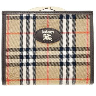 Burberry Beige Beige Brown Brown Canvas Leather Wallet (Bi-Fold) (Pre-Owned)