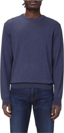 Woolrich Maglia Slavata - Heren - Ronde hals truien - Blauw - S - Wol - Truien & Vesten