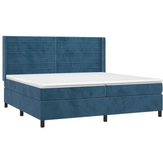 vidaXL Cama Box Spring Colch&oacute;n Y Led Terciopelo Azul Oscuro 200x200 Cm Vidaxl