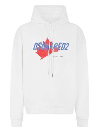 Dsquared2 maple leaf graphic hoodie - White