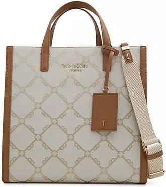 Ted Baker Womens Flo Beige Logo Tote Handbag, Beige, Medium
