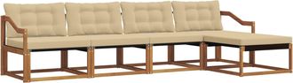 vidaXL Conjunto De Sof&aacute;s De Exterior 5 Uds. Natural Y Beige Vidaxl