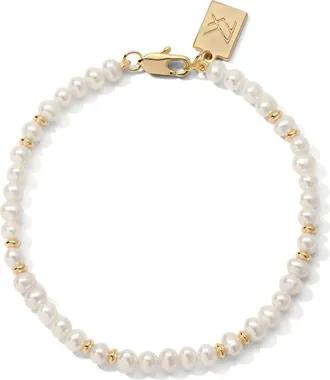 Miranda Frye Bette Natural Pearl Stretch Bracelet in Gold/pearl at Nordstrom, Size Medium