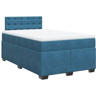 vidaXL Vidaxl - Cama Box Spring Con Colch&oacute;n Terciopelo Azul 120x190 Cm