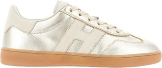 Hogan Low-Top Leather Sneakers With Metallic Sheen And Logo Detail
