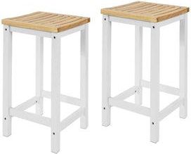 SoBuy 2 X Taburetes De Bar Cuadrado Silla Cocina Madera De Caucho Y Pino Blanco Fst29-wnx2 Sobuy Es