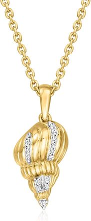 Ross-Simons Diamond Spiral Seashell Pendant Necklace in 18kt Gold Over Sterling