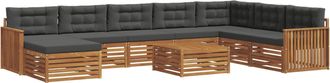 vidaXL Set Di Divani Da Esterno 9 Pz Naturale E Antracite Vidaxl