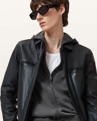 AllSaints Mode Merino Zip Up Ramskull Hoodie