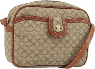 Celine Pre-owned Macadam Canvas Schoudertas - Dames - Vintage Schoudertas - Beige - ONE Size - Leer - Vintage