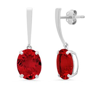 MAX + STONE 14k White Gold Solitaire Oval-Cut Gemstone Drop Earrings (10x8mm)