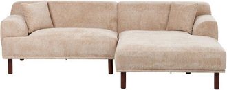 Beliani Sof&aacute; Esquinero 3 Plazas De Tela Izquierdo Estilo Minimalista Beige Holt