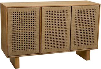 Wanderlust Deco Aparador de madera y cuerda trenzada marrón 120x36x75