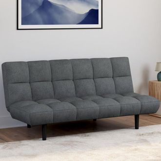 IDMarket Sofá clic clac SALOME tapizado 3 plazas en tejido gris antracita