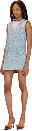 Diesel Mini dress in microstone devor&eacute; denim - Dresses - Woman - Blue