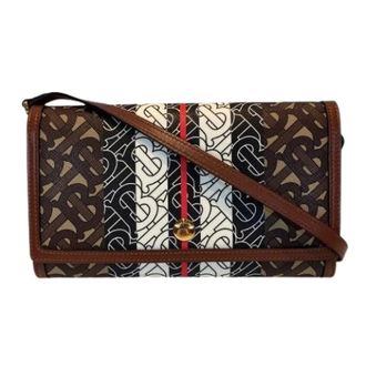 Burberry Pre-owned TB Monogram Leather Wallet Chain - Dames - Pre-owned - Bruin - Maat: ONE Size Leer