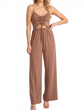 Love Tree Tani Cinched Romper In Cocoa