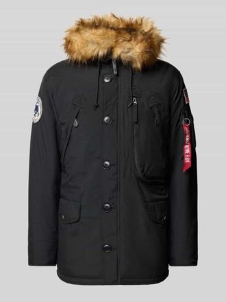 Alpha Industries Alpha Industries Parka mit Label-Details in Anthrazit, Gr&ouml;&szlig;e XXL