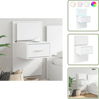 vidaXL Comodino a muro - vidaXL Comodino a Parete con Luci LED Bianco - Comodino con piano robusto