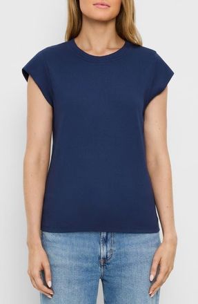 Michael Stars Rhea Power Shoulder Stretch Cotton Blend T-Shirt in Nocturnal at Nordstrom, Size X-Small