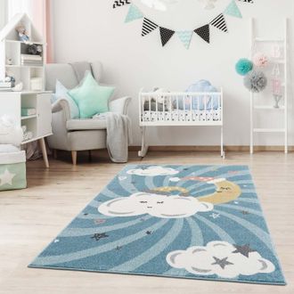 Carpet City Kinderteppich »Anime9380« rechteckig 11 mm Höhe Teppich Mond, Wolken, Sterne, Weicher Flor