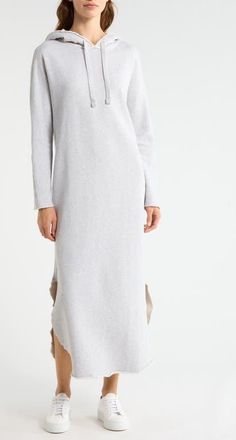 Frank & Eileen James Long Sleeve Hoodie Dress in Gray Melange at Nordstrom, Size X-Large