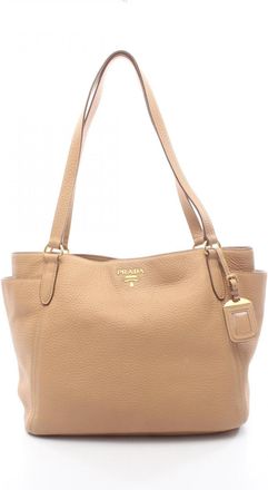 Prada Beige Leather Handbag Tote Bag (Pre-Owned)