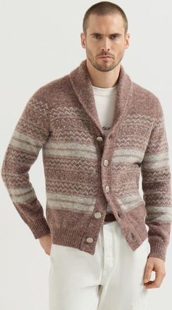 Brunello Cucinelli Alpaca, cashmere and wool nordic jacquard cardigan in Red at Nordstrom, Size 44