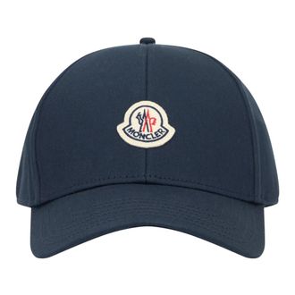 Moncler Baseballpet - Heren - Accessoires - Blauw - Maat: ONE Size Katoen