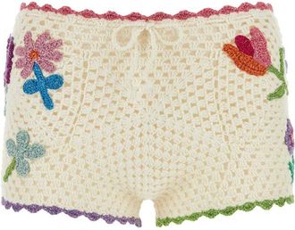 Rose Carmine Bloom shorts - women - Cotton/Lurex - 2 - White