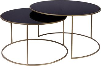 Miliboo Tavolini salotto estraibili in metallo dorato e vetro colore nero (set di 2) roxo