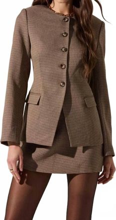 Astr Bellmere Jacket In Brown Houndstooth
