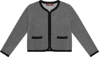 Max Mara Truien & Vesten, Dames, Zwart, M, Polyester, Jacquard Cardigan