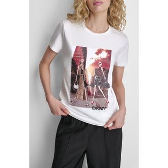 DKNY Manhattan Henge Conversation Cotton Blend Graphic T-Shirt in White at Nordstrom, Size Xx-Small