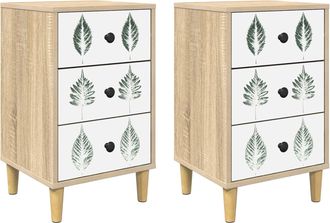 vidaXL Mesa De Noche Hanau 2 Uds. Roble Sonoma 36 X 33 X 60 Cm Vidaxl