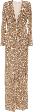 Elisabetta Franchi sequin-embellished v-neck dress - Gold