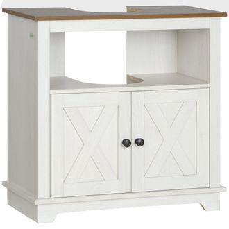 Kleankin Bathroom Sink Cabinet - Freestanding Under Sink Cabinet - White | TJ Hughes