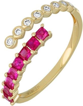 Bony Levy El Mar 18K 0.48 Ct. Tw. Diamond & 8 Ruby Stackable Ring