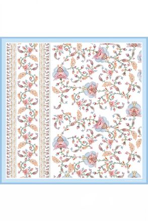Jessie Zhao Womens Baroque Blossom Double Sided Silk Scarf In Blue