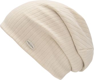 Chillouts Beanie CHILLOUTS Kamza Hat, Damen, beige (cream), Feinstrick, Baumwollmischung, unifarben, M&uuml;tzen Beanie, mit feiner Rippenstruktur & elastischer Pass